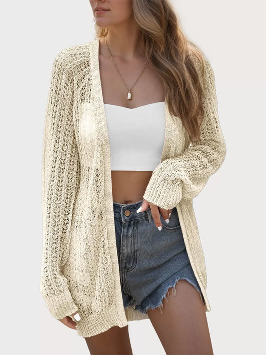 Crocheting Raglan Long Sleeve Woolen Cardigan