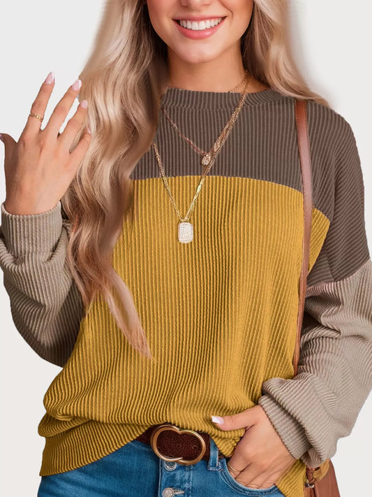 Round Neck Long Sleeve Knit Sweater