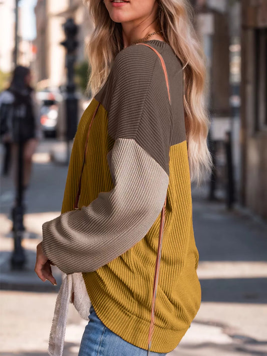 Round Neck Long Sleeve Knit Sweater