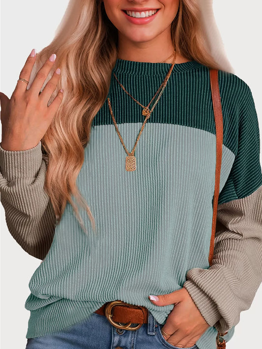 Round Neck Long Sleeve Knit Sweater