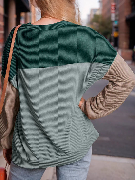 Round Neck Long Sleeve Knit Sweater