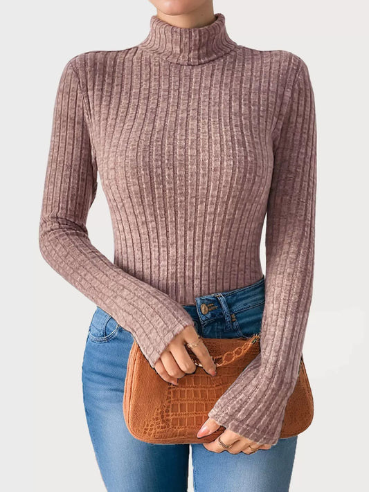 Stripes High Neck Long Sleeve Knit Sweater
