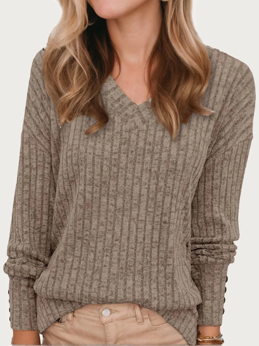 V-neck Long Sleeve Knit Sweater