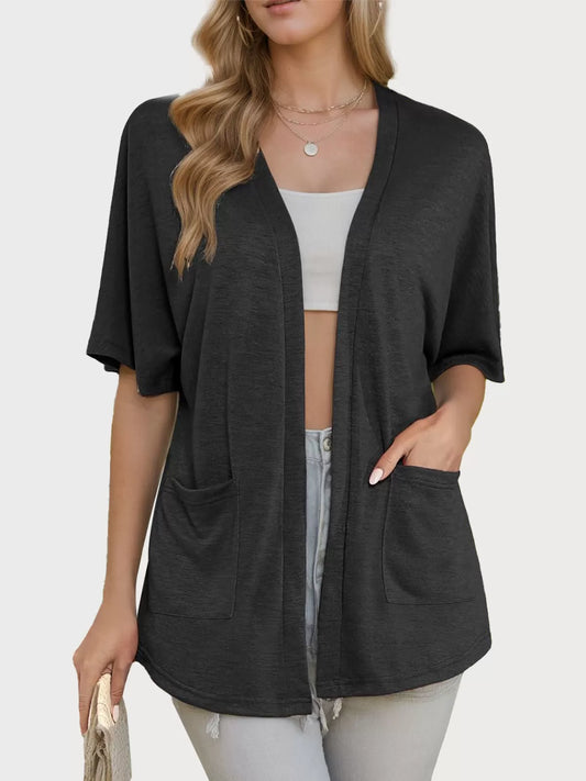 V-neck Short Sleeve Knit Cardigan
