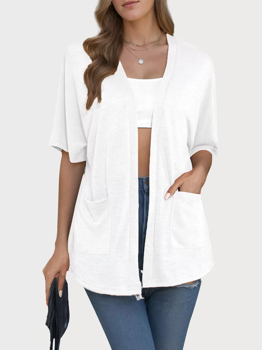 V-neck Short Sleeve Knit Cardigan
